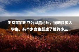  少女东家创立公司赢利后，援助良多大学生，有个少女生却成了她的小三