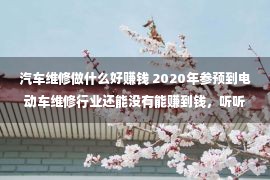 汽车维修做什么好赚钱 2020年参预到电动车维修行业还能没有能赚到钱，听听维修徒弟怎样说