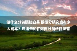 做什么分销赚钱容易 做微分销究竟有多大成本？启博告知你做微分销还能没有能赢利