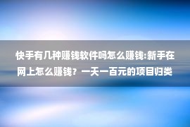 快手有几种赚钱软件吗怎么赚钱:新手在网上怎么赚钱？一天一百元的项目归类，大家看好了