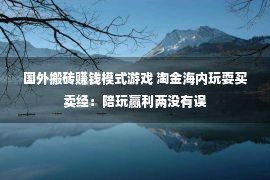 国外搬砖赚钱模式游戏 淘金海内玩耍买卖经：陪玩赢利两没有误