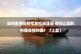 如何使用视频号发视频赚钱 若何让赢利的确定校对确？（上篇）