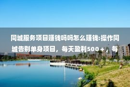 同城服务项目赚钱吗吗怎么赚钱:操作同城告别单身项目，每天盈利500＋，每个人都可以做