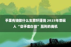 手里有钱做什么生意好赚钱 2023年普遍人“空手套白狼”赢利的商机