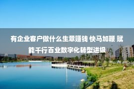 有企业客户做什么生意赚钱 快马加鞭 赋能千行百业数字化转型进级