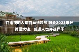 能赚钱的人提前看到趋势 想要2023年延续赚大钱，普遍人也许这样干