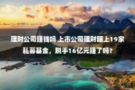 理财公司赚钱吗 上市公司理财瞄上19家私募基金，脱手16亿元赚了吗？