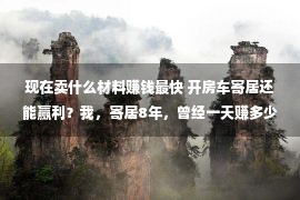 现在卖什么材料赚钱最快 开房车寄居还能赢利？我，寄居8年，曾经一天赚多少千，没有愁路上支出