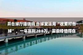 开台球厅赚钱吗 台球室运用“收费打台球”，一年赢利200万，买卖经值得自创