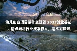 幼儿创业项目做什么赚钱 2023创业苍茫，清点暴利行业成本惊人，毫不可错过！