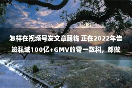 怎样在视频号发文章赚钱 正在2022年告竣私域100亿+GMV的零一数科，都做了甚么？