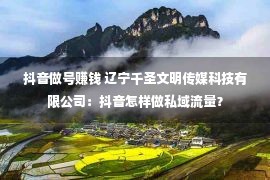 抖音做号赚钱 辽宁千圣文明传媒科技有限公司：抖音怎样做私域流量？