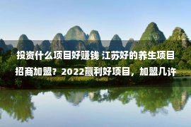 投资什么项目好赚钱 江苏好的养生项目招商加盟？2022赢利好项目，加盟几许钱？