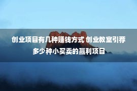 创业项目有几种赚钱方式 创业教室引荐多少种小买卖的赢利项目