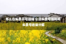 怎么在头条开号赚钱 今日头条号赢利吗 头条号收益分解