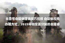 头条号自媒体赚钱技巧视频 自媒体视频办理方式，2023年特定要分解的自媒体增量思路