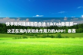 快手如何赚钱是否合法 TikTok我国第一次正在海内犹如此作用力的APP！泰西百万人靠它赢利