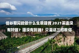 低谷期间能做什么生意赚钱 2021买卖没有好做？赚没有到钱？只需这三招教你走出低谷！