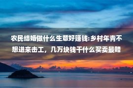 农民结婚做什么生意好赚钱:乡村年青不想进来击工，几万块钱干什么买卖最赔钱？