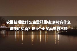 农民结婚做什么生意好赚钱:乡村有什么赔钱的买卖？这4个小买卖就很不错