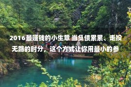 2016最赚钱的小生意 当负债累累、走投无路的时分，这个方式让你用最小的参预加紧翻身