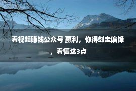 看视频赚钱公众号 赢利，你得剑走偏锋，看懂这3点