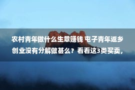 农村青年做什么生意赚钱 屯子青年返乡创业没有分解做甚么？看看这3类买卖，做好远景很是好