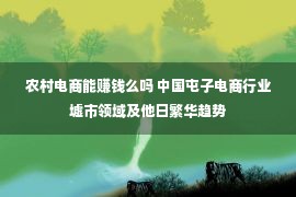 农村电商能赚钱么吗 中国屯子电商行业墟市领域及他日繁华趋势