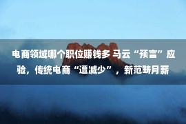 电商领域哪个职位赚钱多 马云“预言”应验，传统电商“遭减少”，新范畴月薪过万急需人