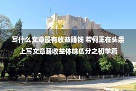 写什么文章最有收益赚钱 若何正在头条上写文章赚收益体味瓜分之初学篇