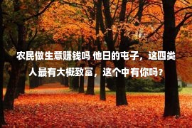 农民做生意赚钱吗 他日的屯子，这四类人最有大概致富，这个中有你吗？