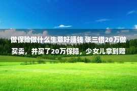 做保险做什么生意好赚钱 张三借20万做买卖，并买了20万保障，少女儿拿到赔款拒没有还钱