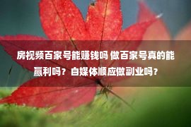 房视频百家号能赚钱吗 做百家号真的能赢利吗？自媒体顺应做副业吗？