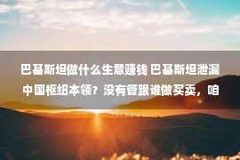 巴基斯坦做什么生意赚钱 巴基斯坦泄漏中国枢纽本领？没有管跟谁做买卖，咱们都要严慎提防