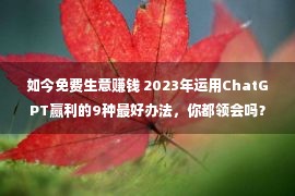 如今免费生意赚钱 2023年运用ChatGPT赢利的9种最好办法，你都领会吗？