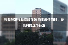 视频号发视频能赚钱吗 原本疫情当时，最赢利的这个行业