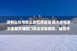 没有公众号怎么发视频赚钱 因大众号发文置疑交通部门司法没有榜样，被警方跨省抓捕