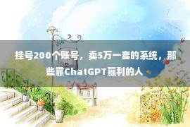  挂号200个账号，卖5万一套的系统，那些靠ChatGPT赢利的人