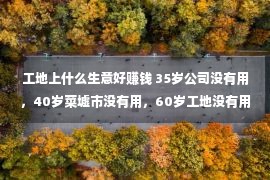 工地上什么生意好赚钱 35岁公司没有用，40岁菜墟市没有用，60岁工地没有用，何如撑到迟延退休