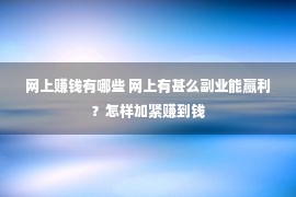 网上赚钱有哪些 网上有甚么副业能赢利？怎样加紧赚到钱