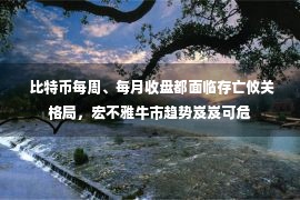  比特币每周、每月收盘都面临存亡攸关格局，宏不雅牛市趋势岌岌可危