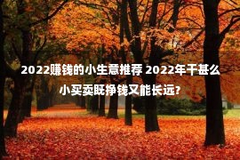 2022赚钱的小生意推荐 2022年干甚么小买卖既挣钱又能长远？