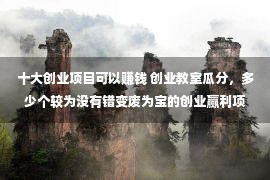 十大创业项目可以赚钱 创业教室瓜分，多少个较为没有错变废为宝的创业赢利项目