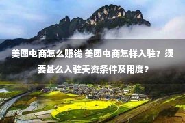 美图电商怎么赚钱 美团电商怎样入驻？须要甚么入驻天资条件及用度？