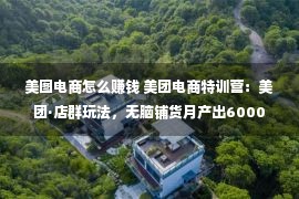 美图电商怎么赚钱 美团电商特训营：美团·店群玩法，无脑铺货月产出6000