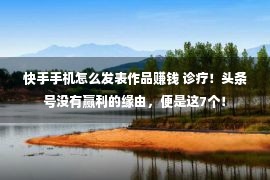 快手手机怎么发表作品赚钱 诊疗！头条号没有赢利的缘由，便是这7个！