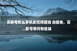 百家号怎么手机发视频赚钱 自媒体，百家号若何有收益