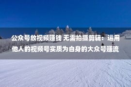 公众号放视频赚钱 无需拍摄剪辑：运用他人的视频号实质为自身的大众号赚流量收益