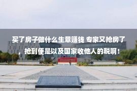 买了房子做什么生意赚钱 专家又抢房了，抢到便是以及国家收他人的税啊！