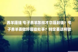 养羊赚钱 屯子养羊怎样才华赚到钱？屯子养羊要做好哪些处事？特定要这样做